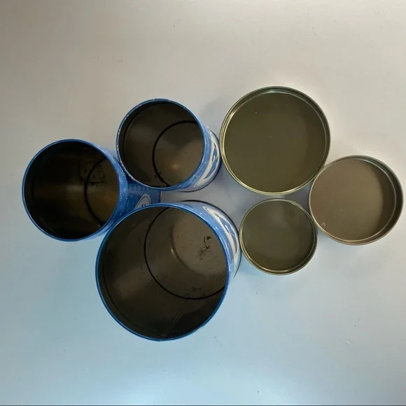 Vintage Country Kitschy Blue White Geese Nesting Tins Storage Canisters - Picture 5 of 6